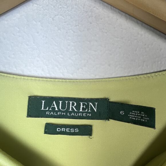 Lauren Ralph Lauren Navy lime green Sheath Slit Jersey Dress Size 6 cap sleeve - Picture 5 of 9